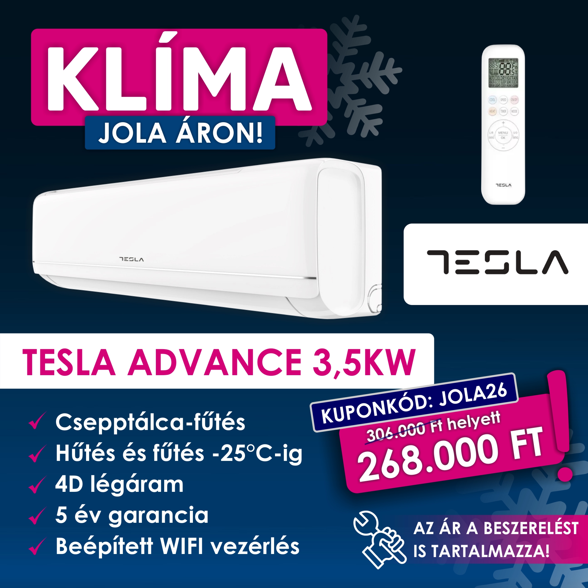 Légkondi akciók - Tesla